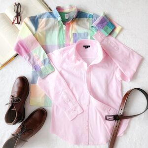 Boys Dress Shirt Bundle Size 10: Tommy Hilfiger Pink, GAP Pastel Plaid - Easter